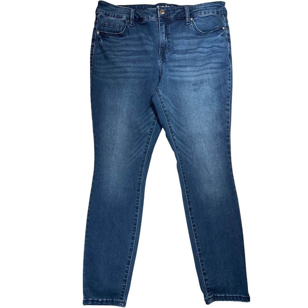 Terra & Sky Women 14W Petite Skinny Jeans Dark Wash‎ High Rise Stretch Denim